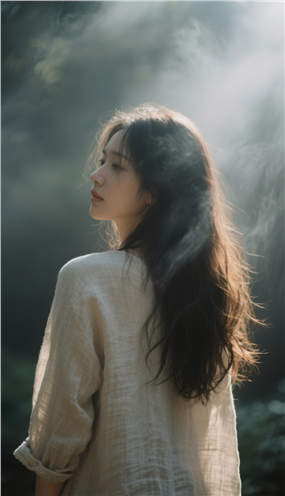 雾气朦胧意境氛围美女侧颜图片